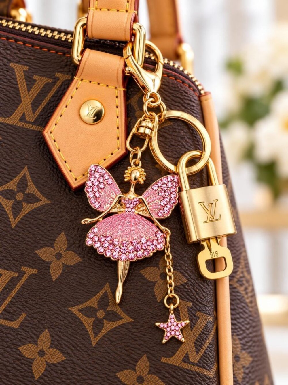 LV Gold Padlock & Key 🔒 Authentic Louis Vuitton Bag Unbranded Fairy Charm